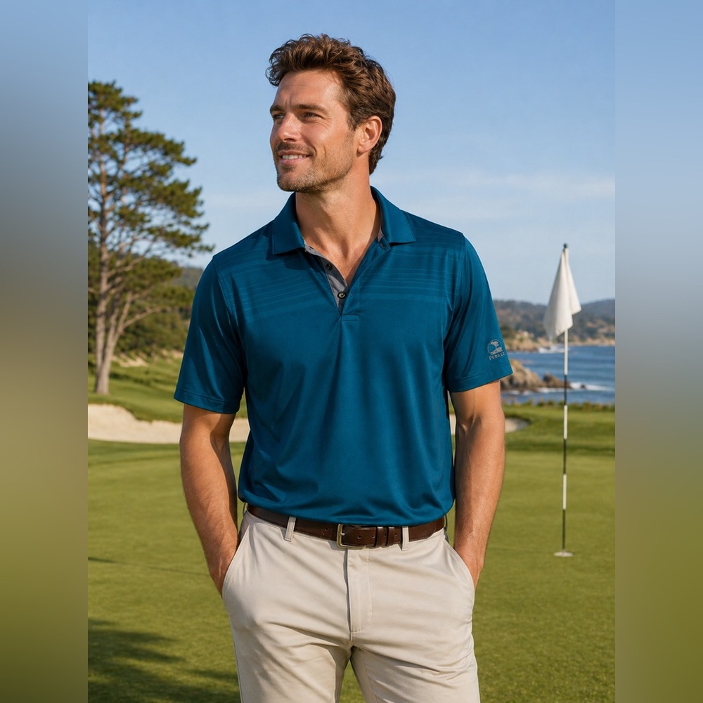 Pebble Beach Men's Teal Short-Sleeve Polo